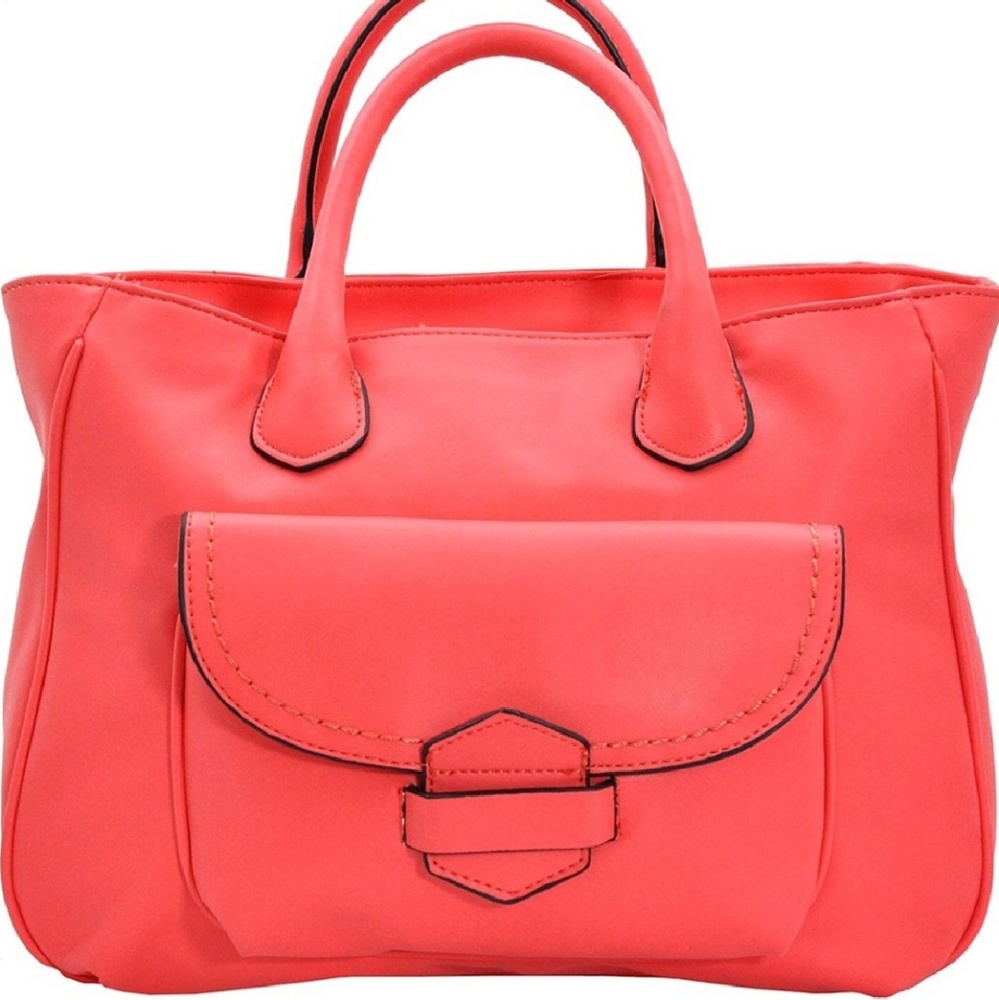 Coral Downtown Soft Satchel Tote